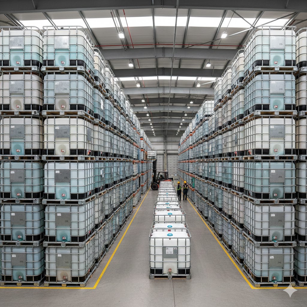 Technician inspecting an IBC valve